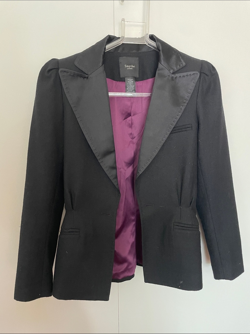 Smythe Black Blazer with Purple Satin Lining